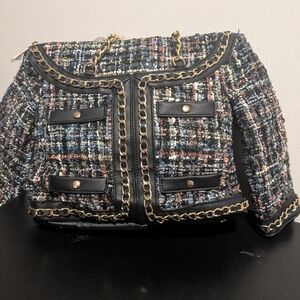 Chic Tweed Chain-Trimmed Women's Bag